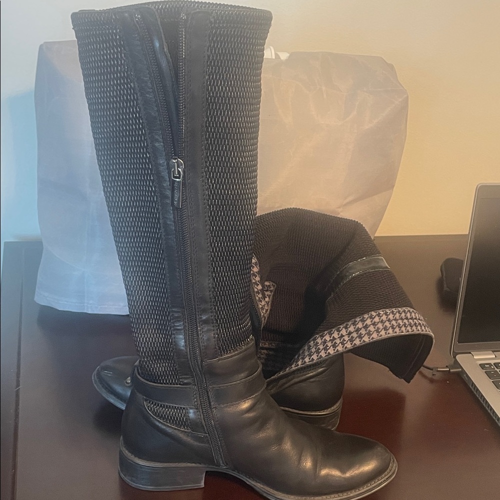 Aquatalia Black Knee-High Leather Boots 7.5